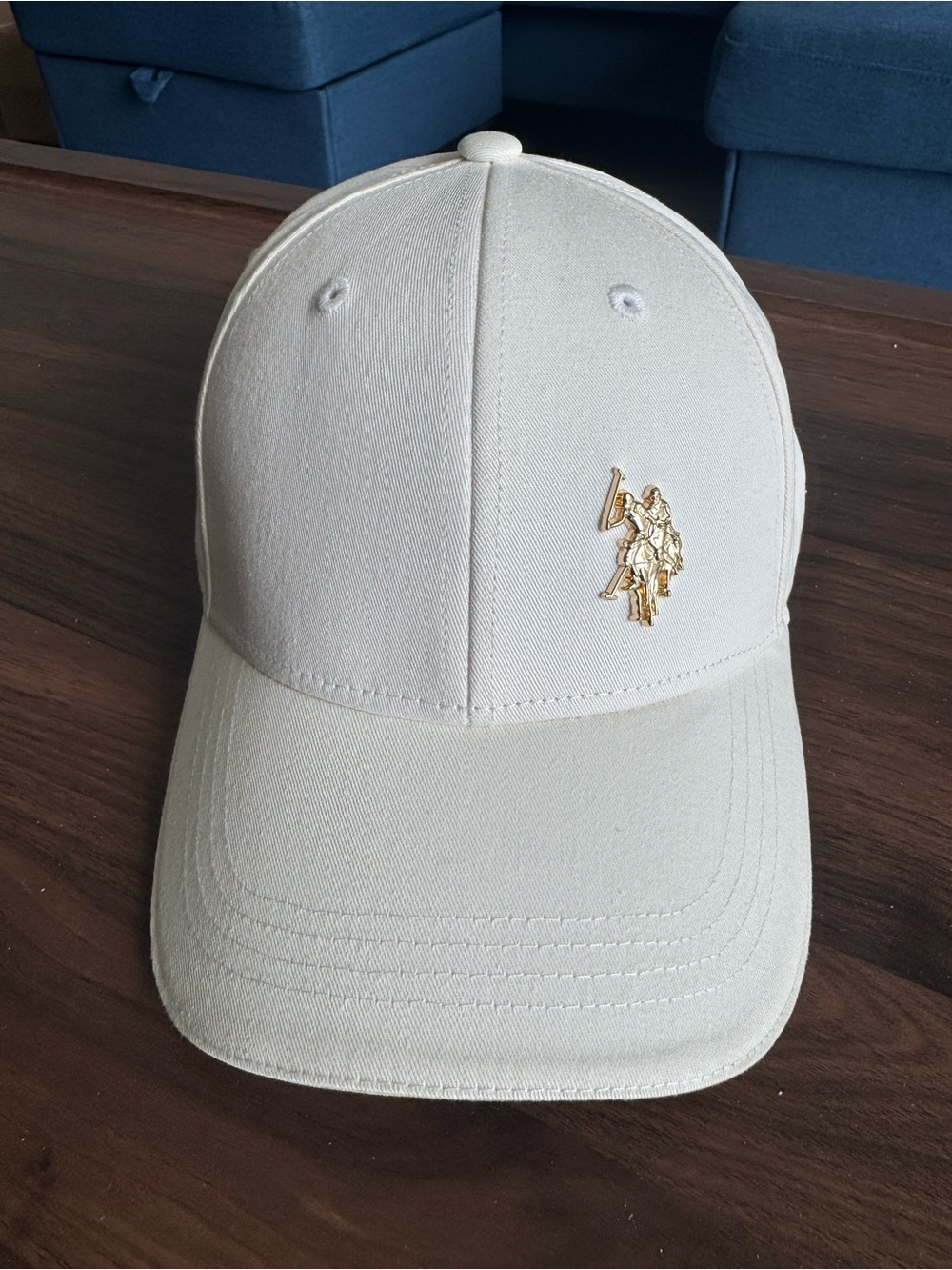 U.S. Polo Assn. Cream Baseball Cap with Gold Polo Emblem